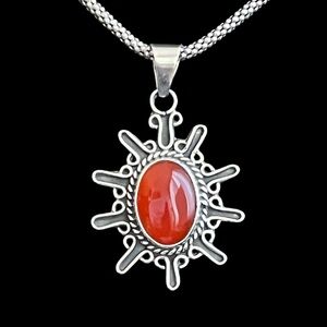 Vintage Mexican Sterling silver carnelian pendant